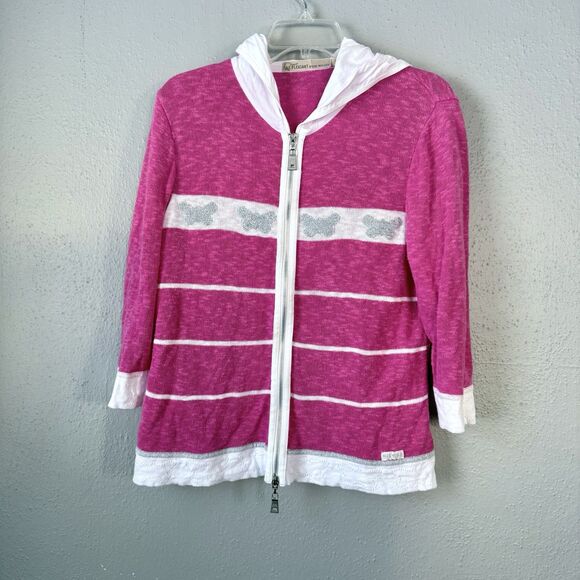 pleasant Tops - Pleasant by Blue Willi’s Full Zip Sweater Hoodie Cotton Linen Top Size M Pink